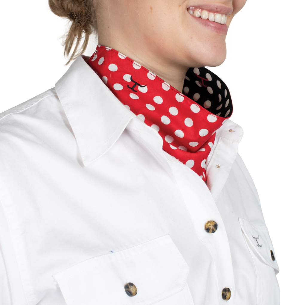 JCA Carlee Black Polka Dot/Red Polka Dot Double Sided Scarf