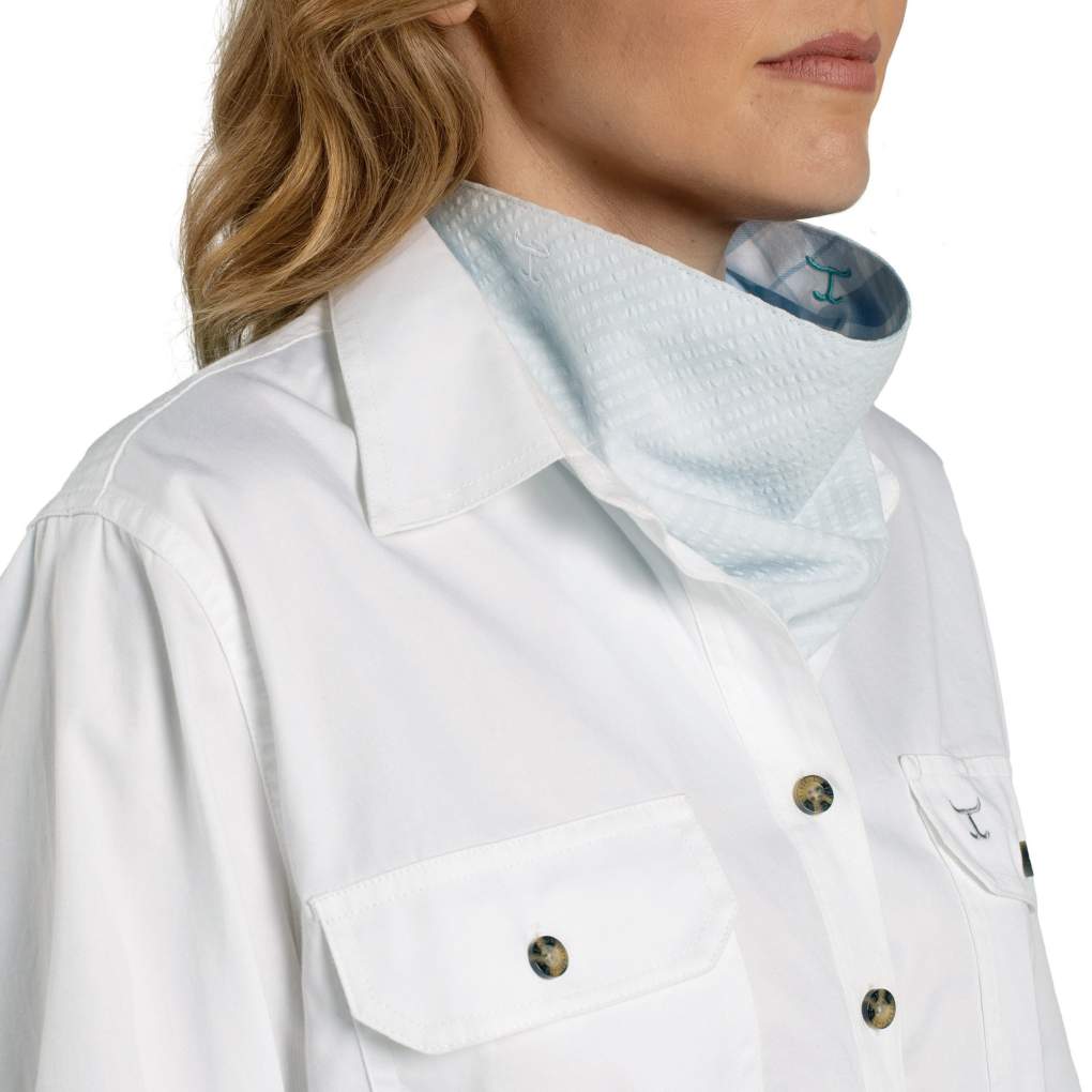 JCA Carlee Bluebell &amp; White Plaid/Arctic Ice Double Sided Scarf