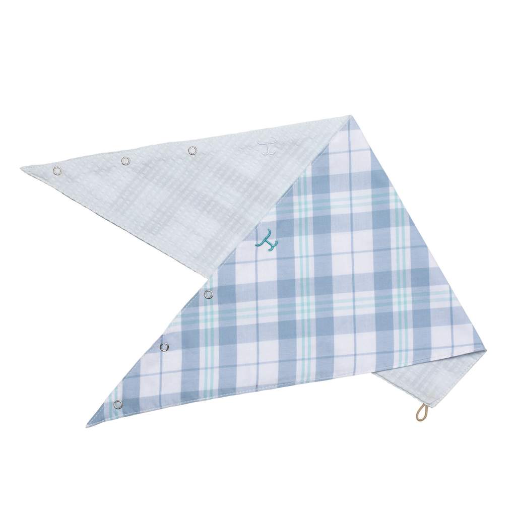 JCA Carlee Bluebell &amp; White Plaid/Arctic Ice Double Sided Scarf