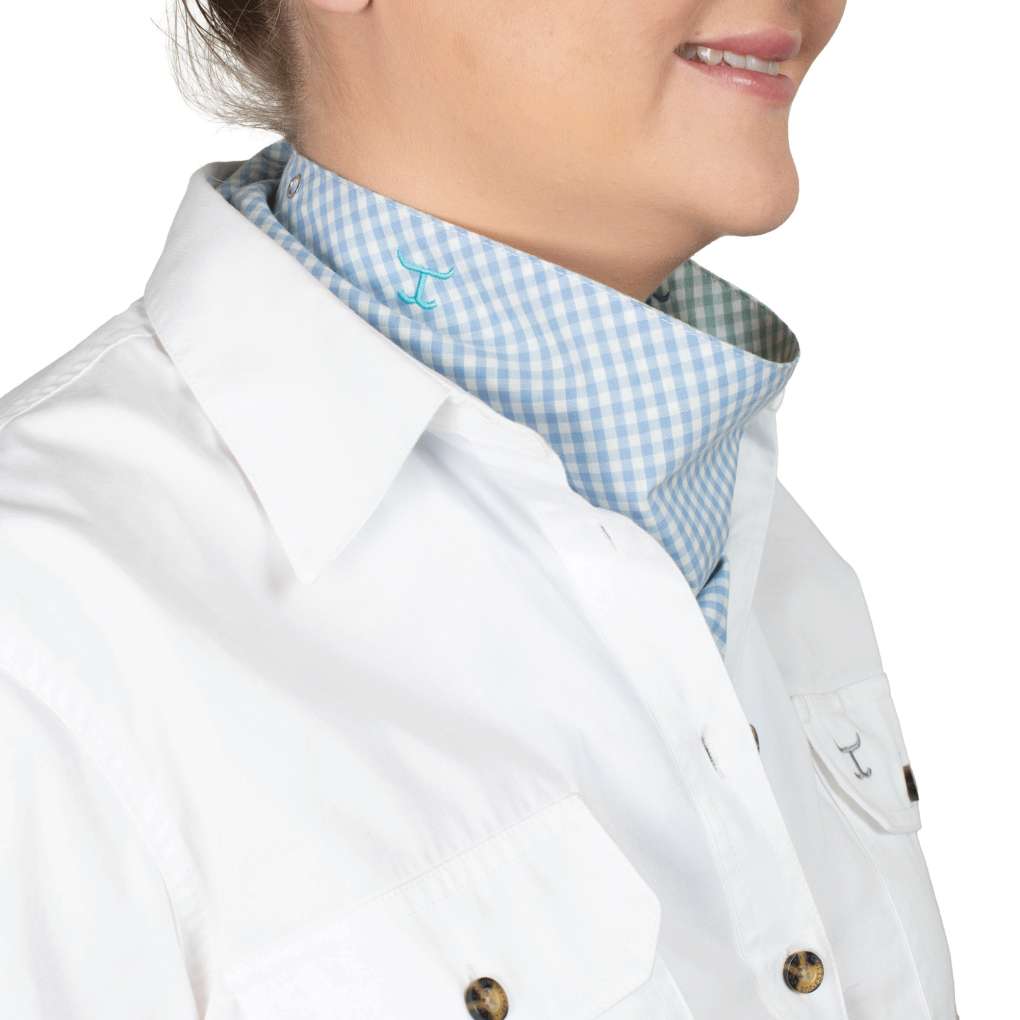 JCA Carlee Dusty Blue/Sea Green Mini Check Double Sided Scarf