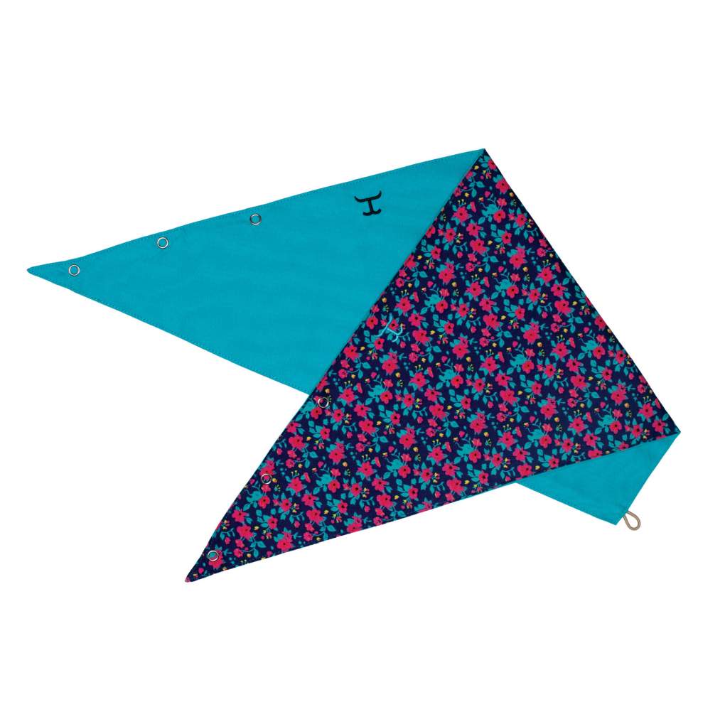 JCA Carlee Navy Pansies/Turquoise Double Sided Scarf