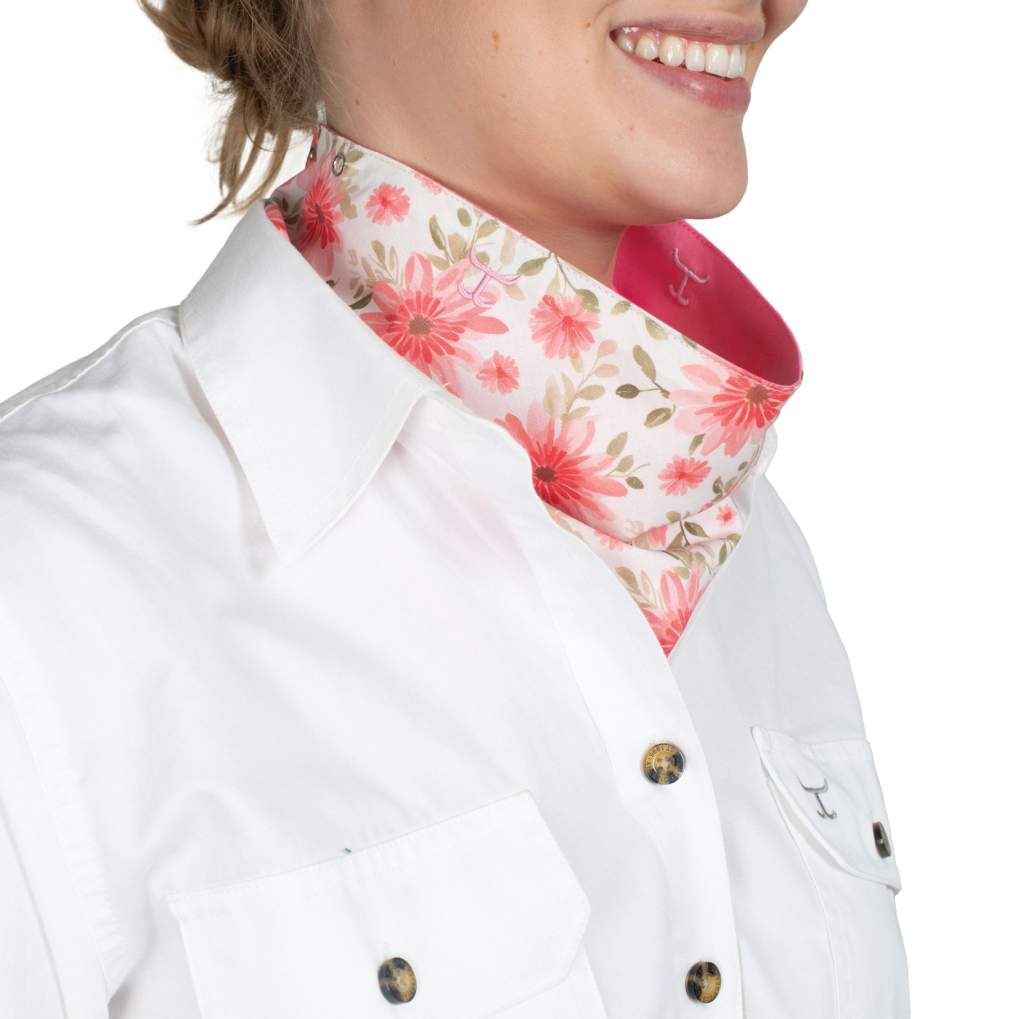 JCA Carlee White Gerberas/Rose Double Sided Scarf