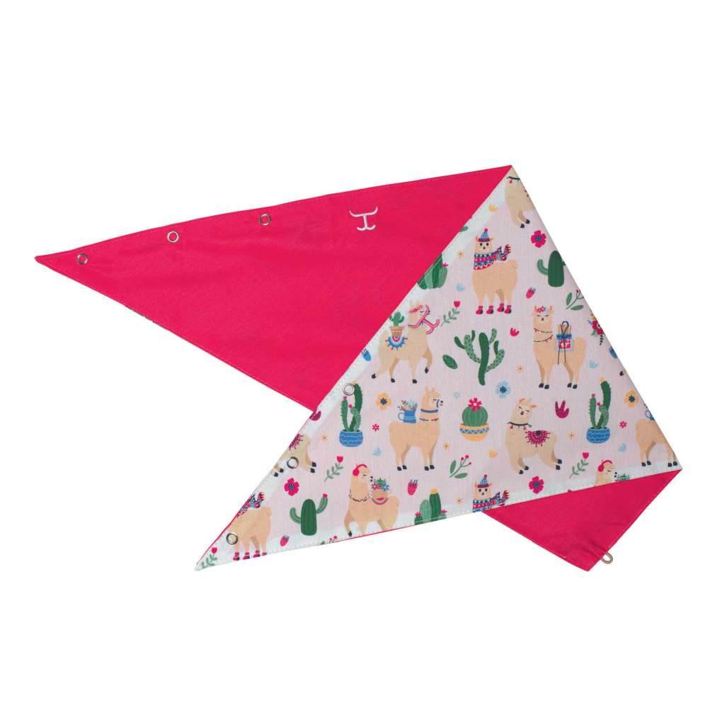 JCA Carlee White Llamas/Hot Pink Double Sided Scarf