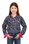 Jca Girls Harper Navy Floral Shirt