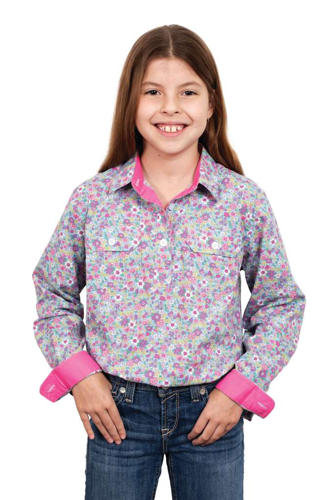 Jca Girls Harper Sky Mini Floral Shirt