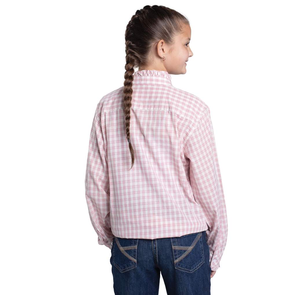 JCA Girls Gracie Frills Heather Rose & White Check Workshirt