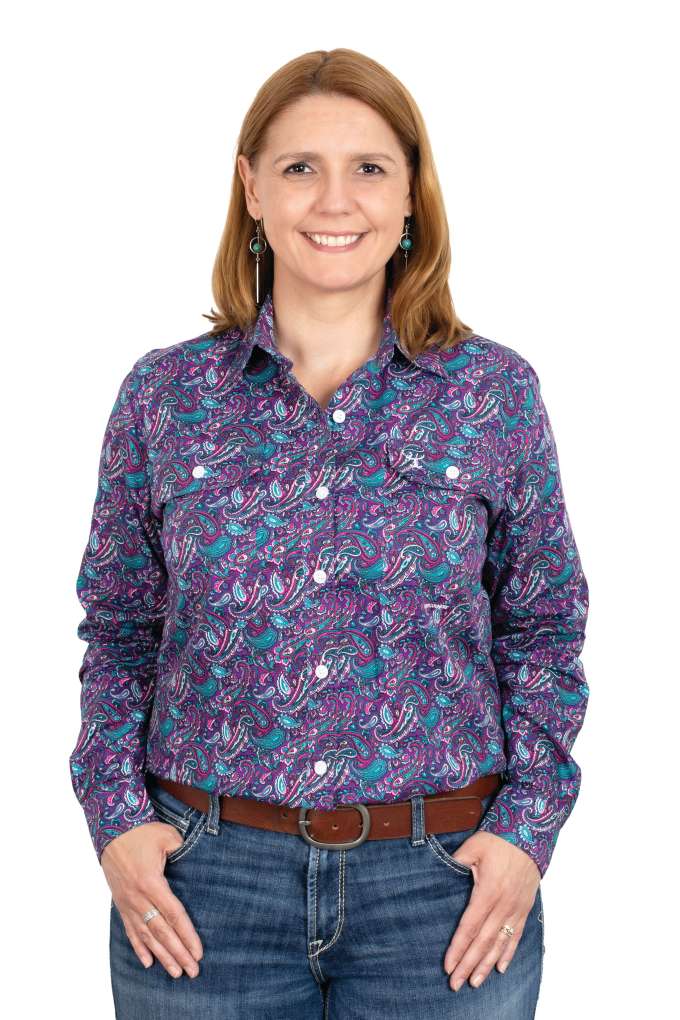 Jca Ladies Abbey Purple Paisley Full Button Shirt