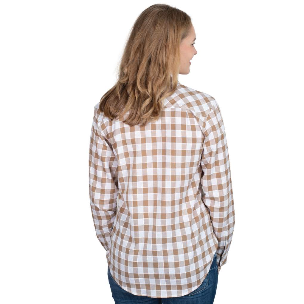JCA Ladies Abbey Tan/White Check Workshirt