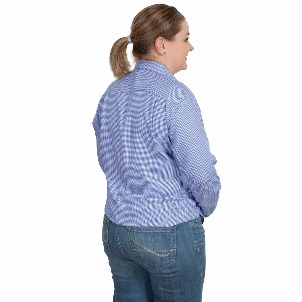 JCA Ladies Brooke Bamboo Blend Workshirt Blue Houndstooth