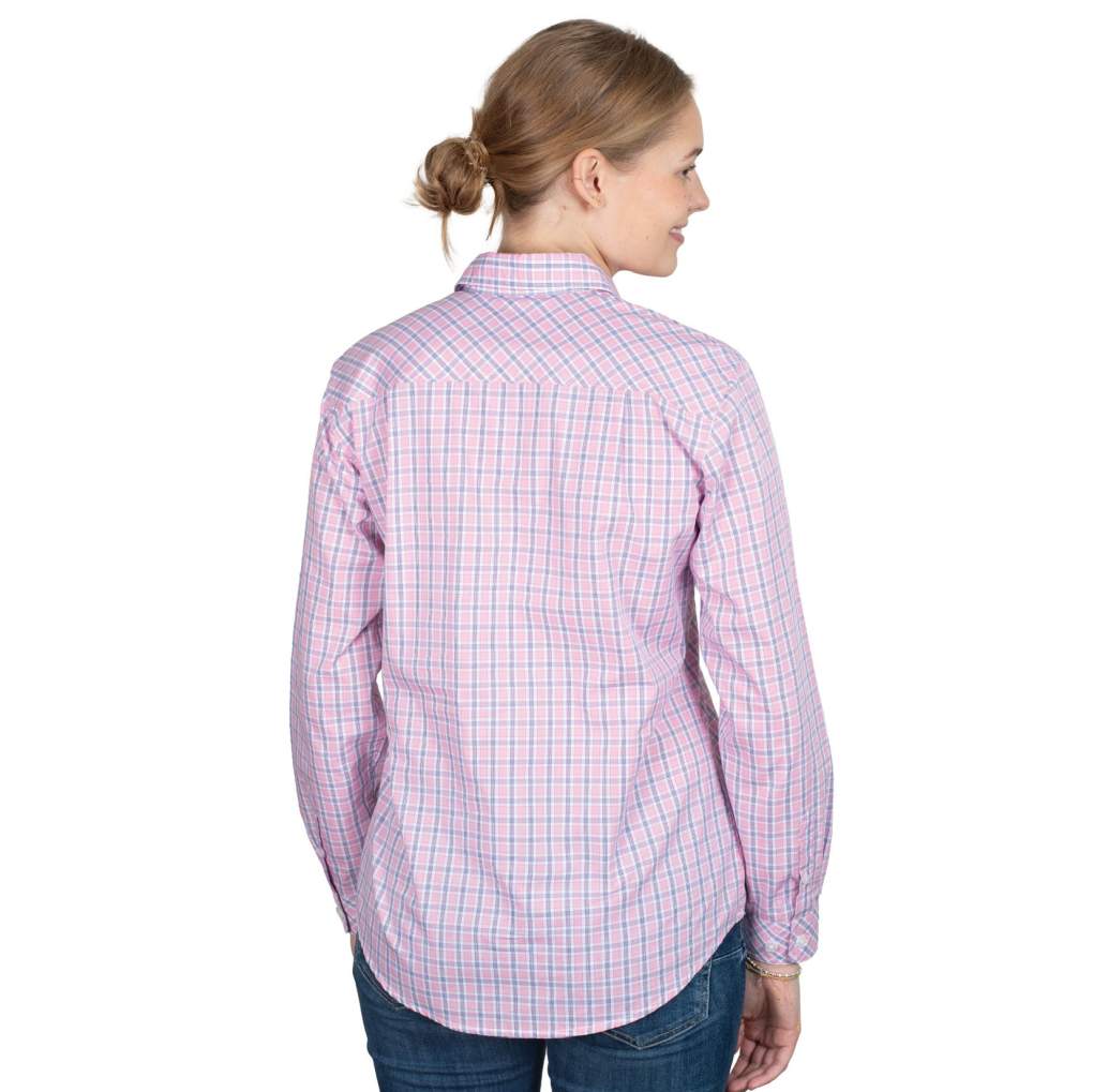 JCA Ladies Georgie Light Pink/Navy Plaid Workshirt