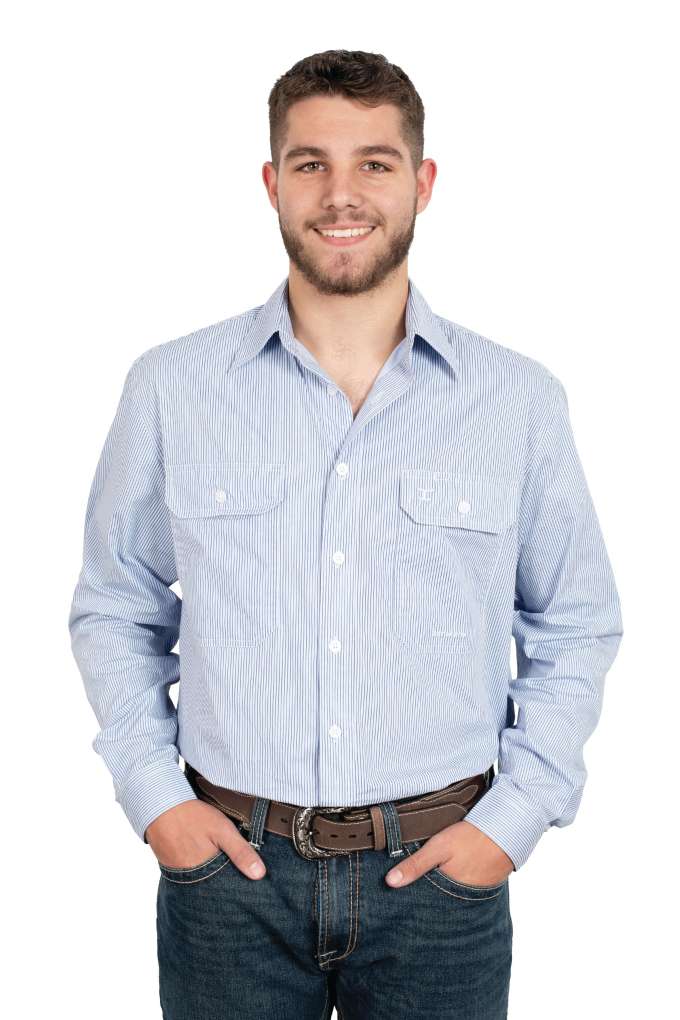 Jca Mens Austin Navy/White Pin Stripe Full Button Shirt