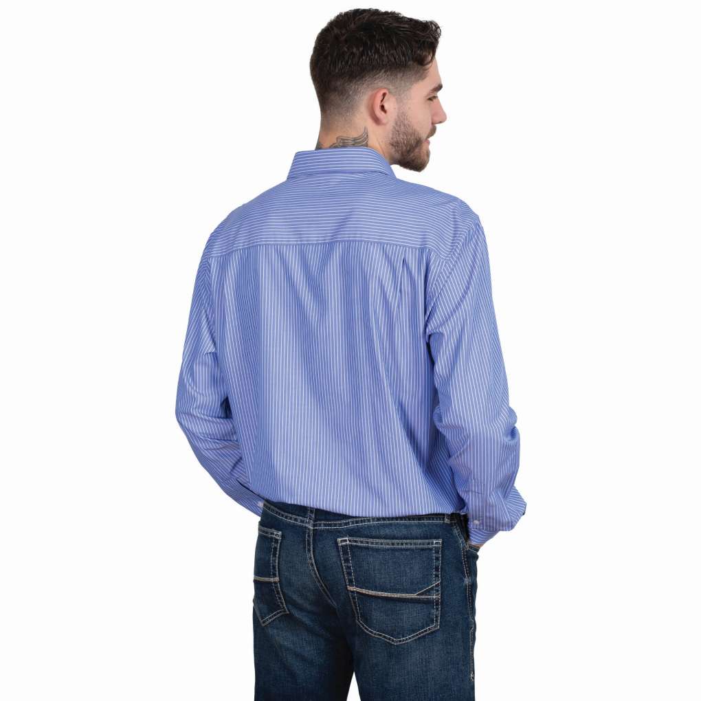 JCA Mens Evan Striped Bamboo Workshirt Blue/White