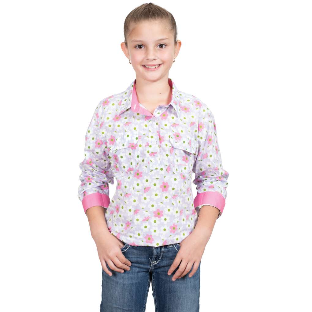JCA Girls Harper Lilac Daisies/Rose Workshirt