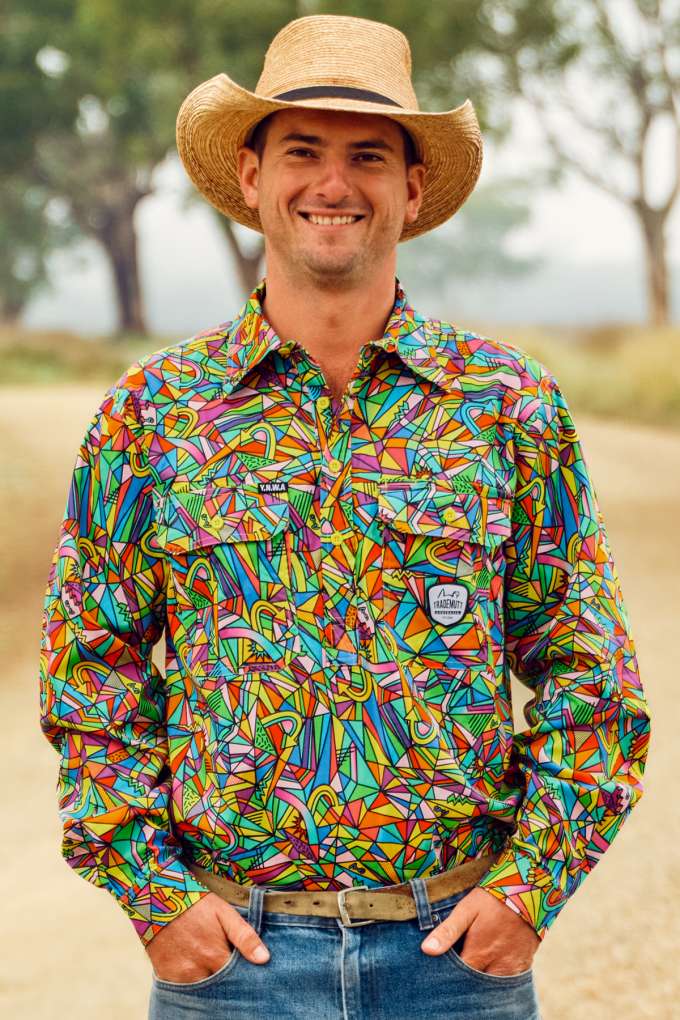 TradeMutt Mens Bonza Half Button L/S Workshirt