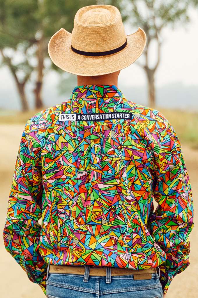 TradeMutt Mens Bonza Half Button L/S Workshirt