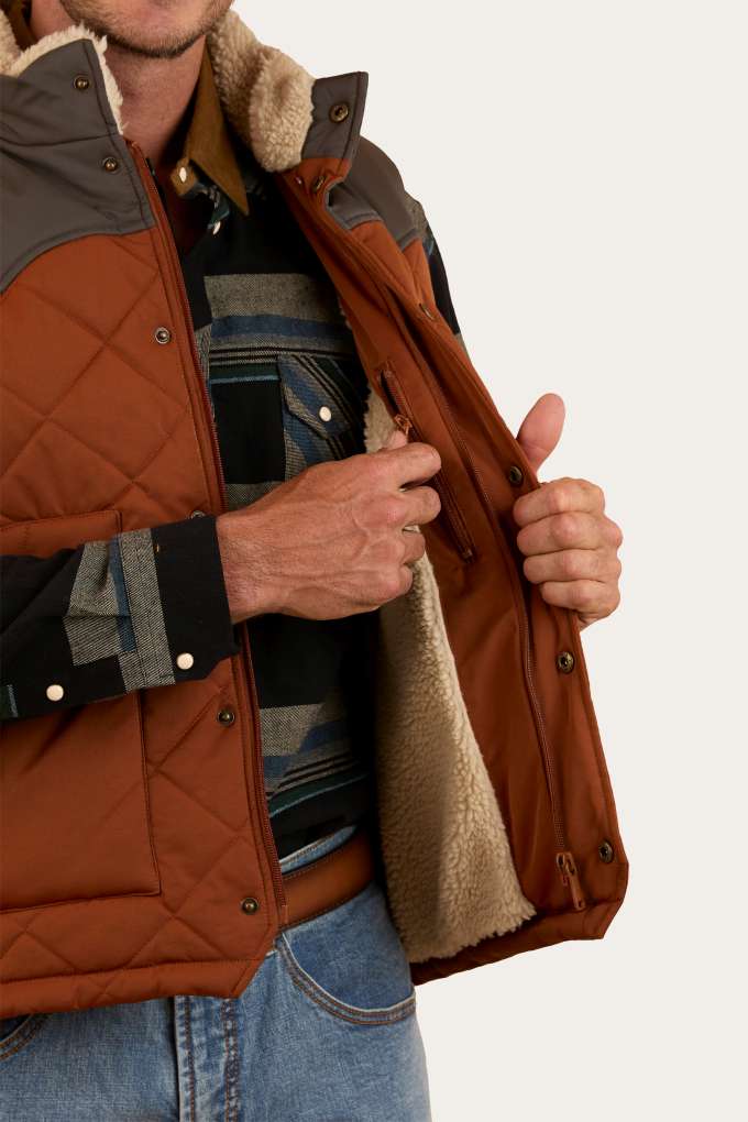 Ringers Western Mens McKinlay Puffer Vest - Tobacco/Charcoal