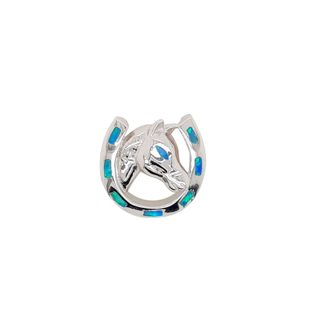 MCJ Pendant S/S Horse / Horseshoe Opal
