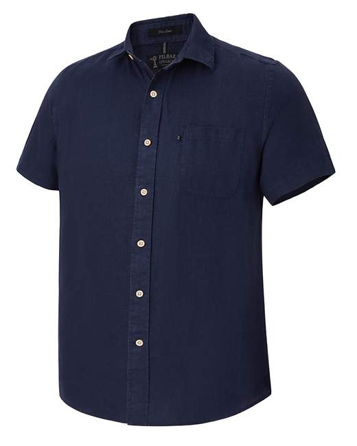 Pilbara Mens Linen S/S Navy Shirt