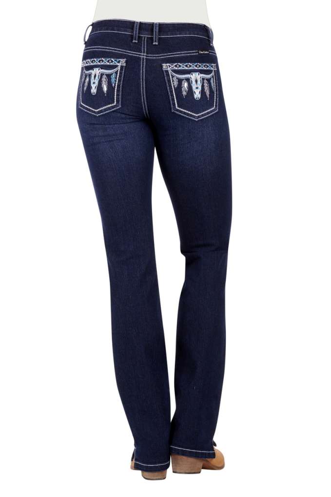Miss Me Women's Mid Rise Horseshoe Stretch Flare Jeans - Country Outfitter