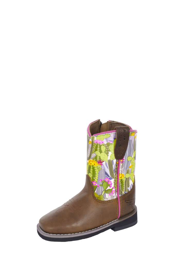 Pure Western Toddler Jewel Boots Brown/cactus
