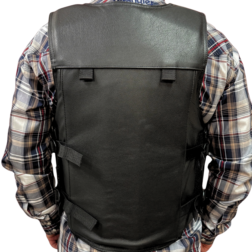 Ride Right PR8 Pro Rider Black Leather Bull Rider Vest
