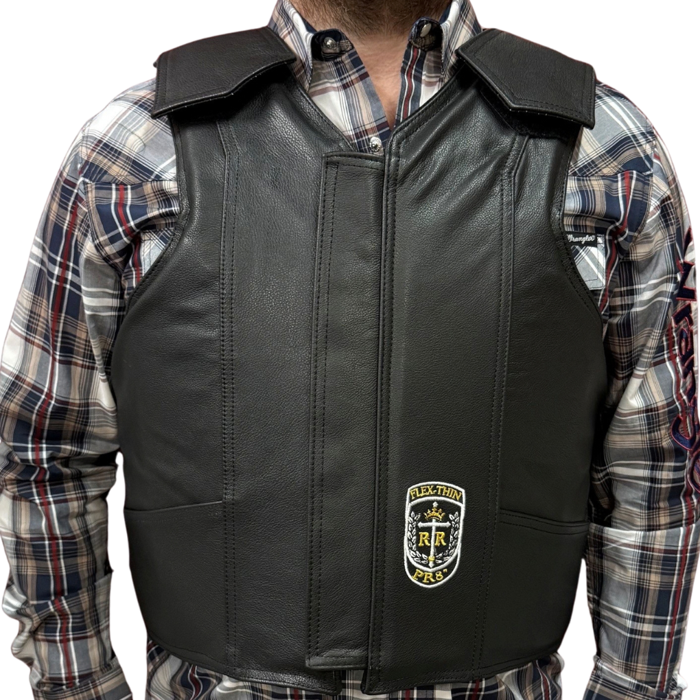 Ride Right PR8 Pro Rider Black Leather Bull Rider Vest
