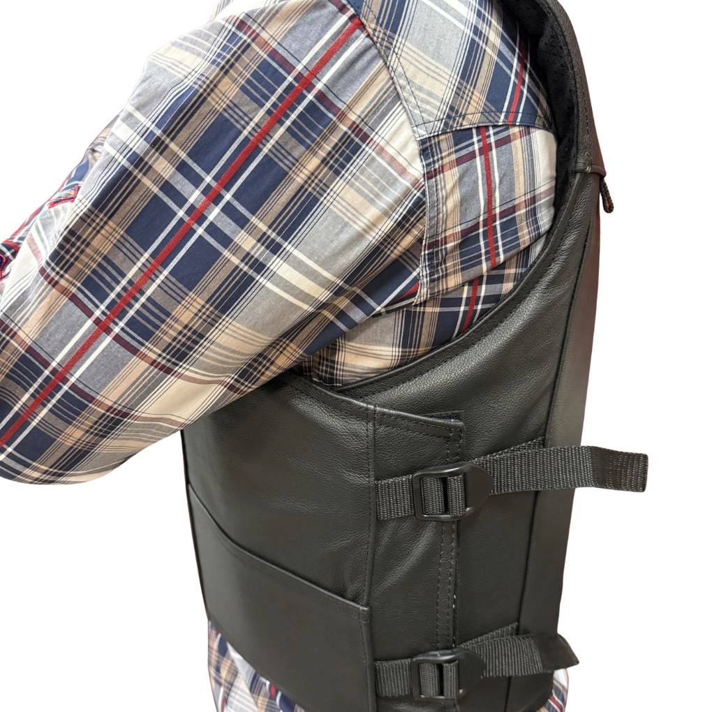 Ride Right PR8 Pro Rider Black Leather Bull Rider Vest