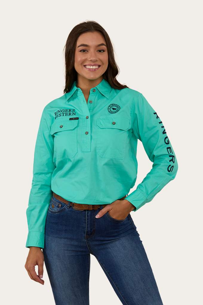 Ringers Western Ladies Signature Jillaroo Workshirt Mint/Navy