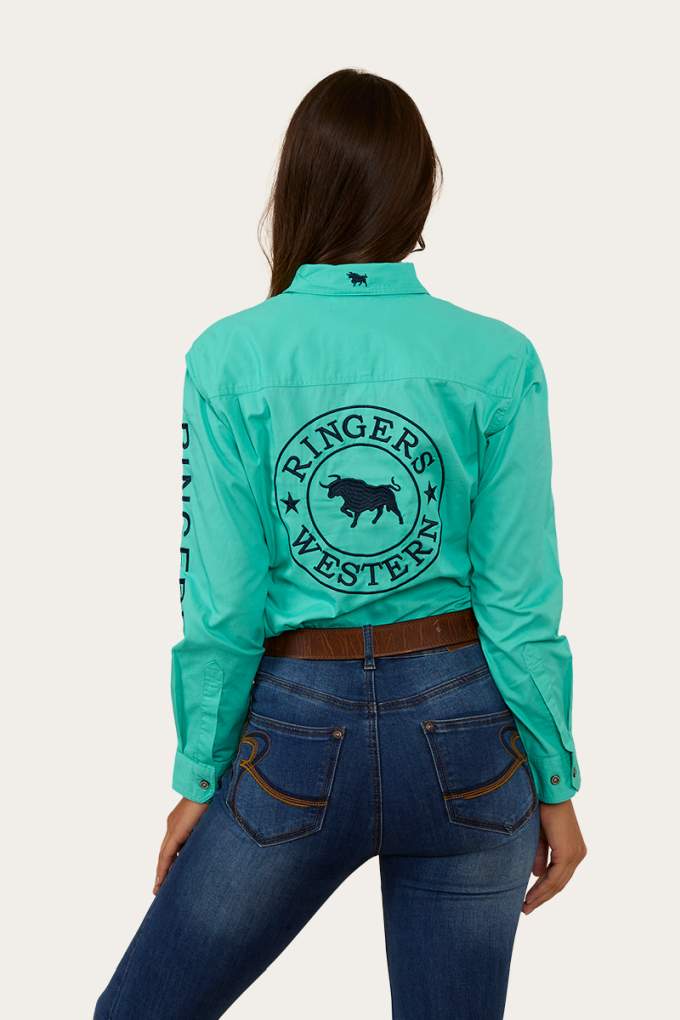 Ringers Western Ladies Signature Jillaroo Workshirt Mint/Navy