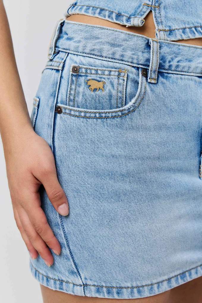 Ringers Western Ladies Dani Mini Skirt Vintage Light Blue