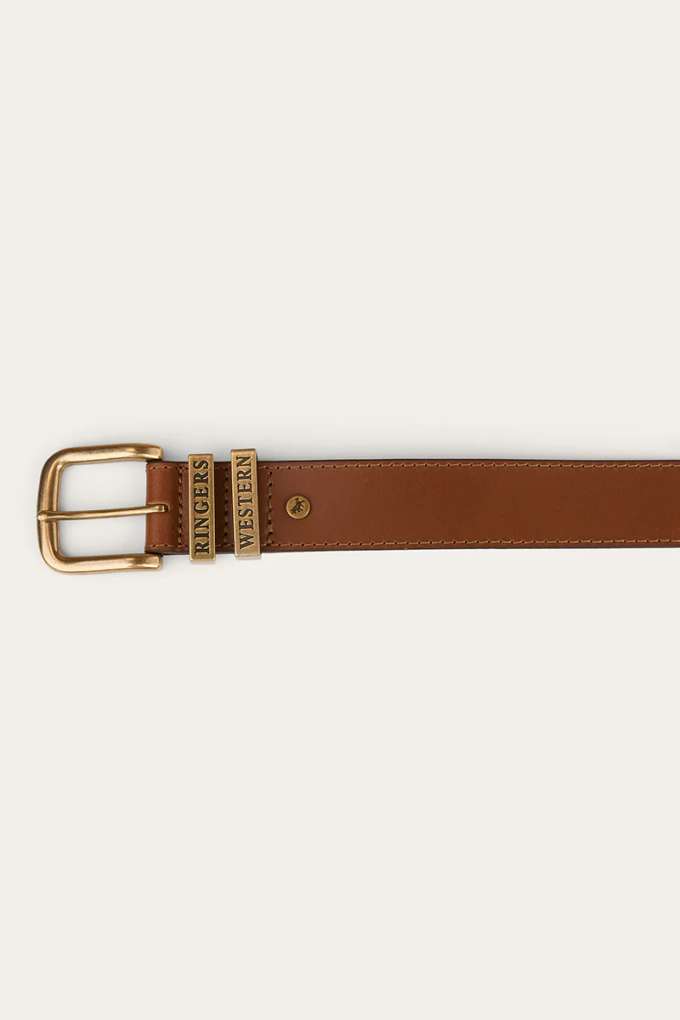 Ringers Western Mens James Belt Tawny Brown/Gold