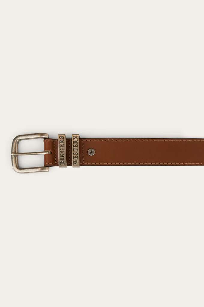 Ringers Western Mens James Belt Tawny Brown/Silver