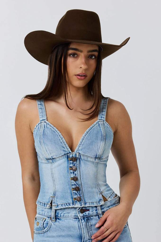 Ringers Western Ladies Asher Bustier Top Vintage Light Blue