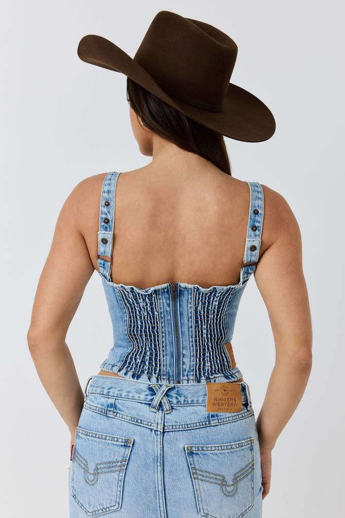 Ringers Western Ladies Asher Bustier Top Vintage Light Blue