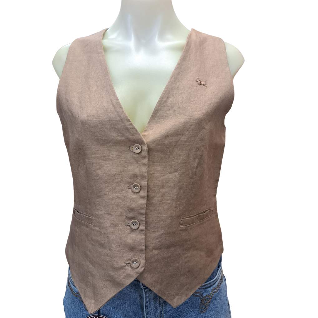 Ringers Western Ladies Zahra Linen Vest Caramel