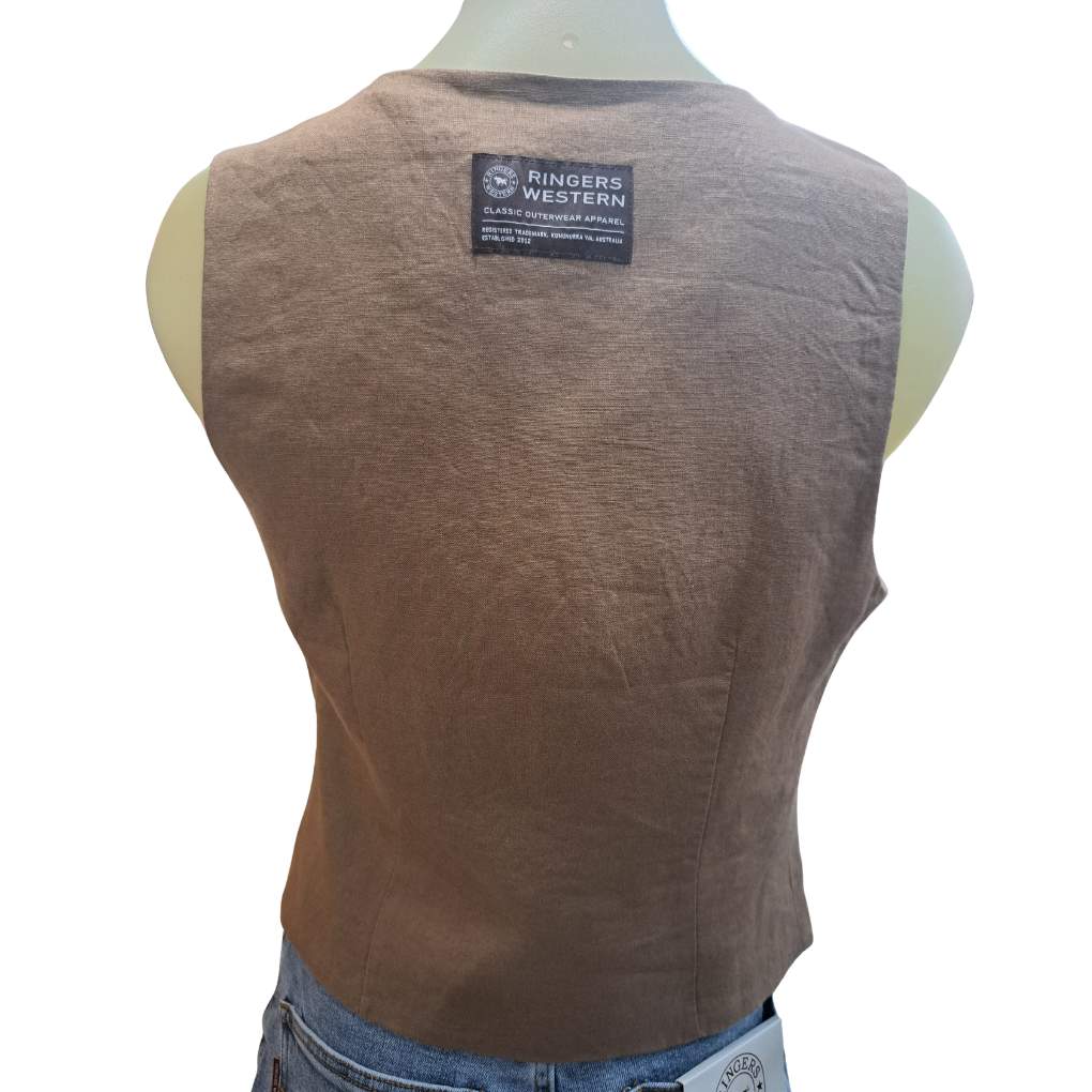 Ringers Western Ladies Zahra Linen Vest Caramel