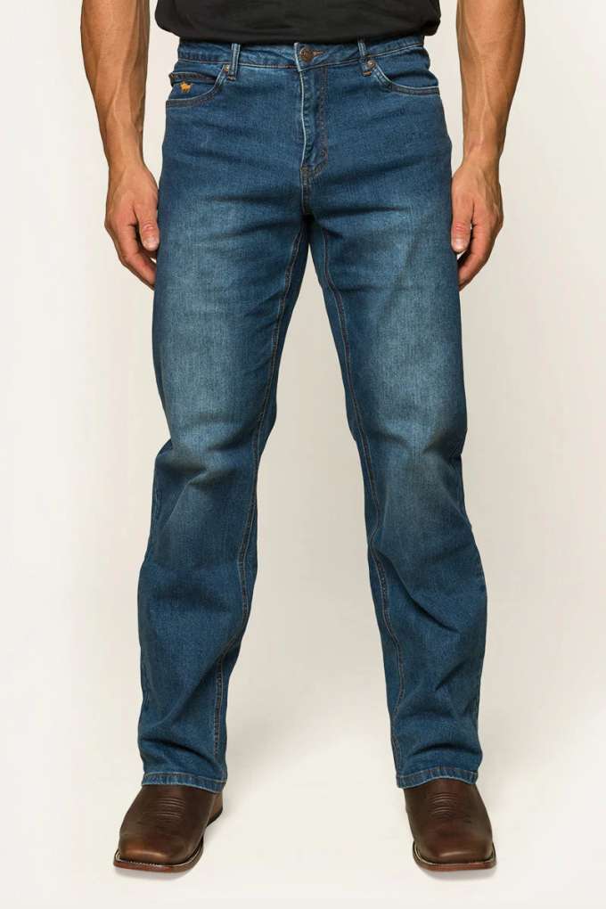 Ringers Western Mens Sturt Relaxed Jeans Mid Blue