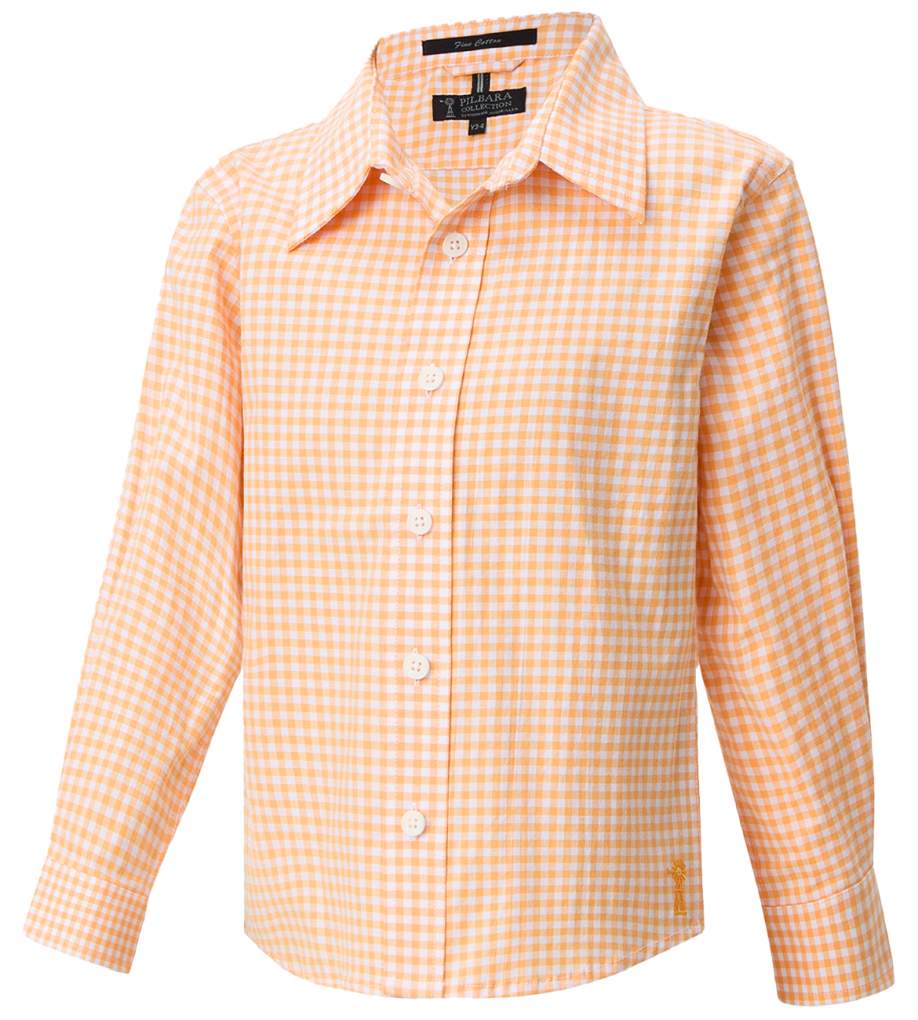 Pilbara Childrens Gingham Orange/White Shirt