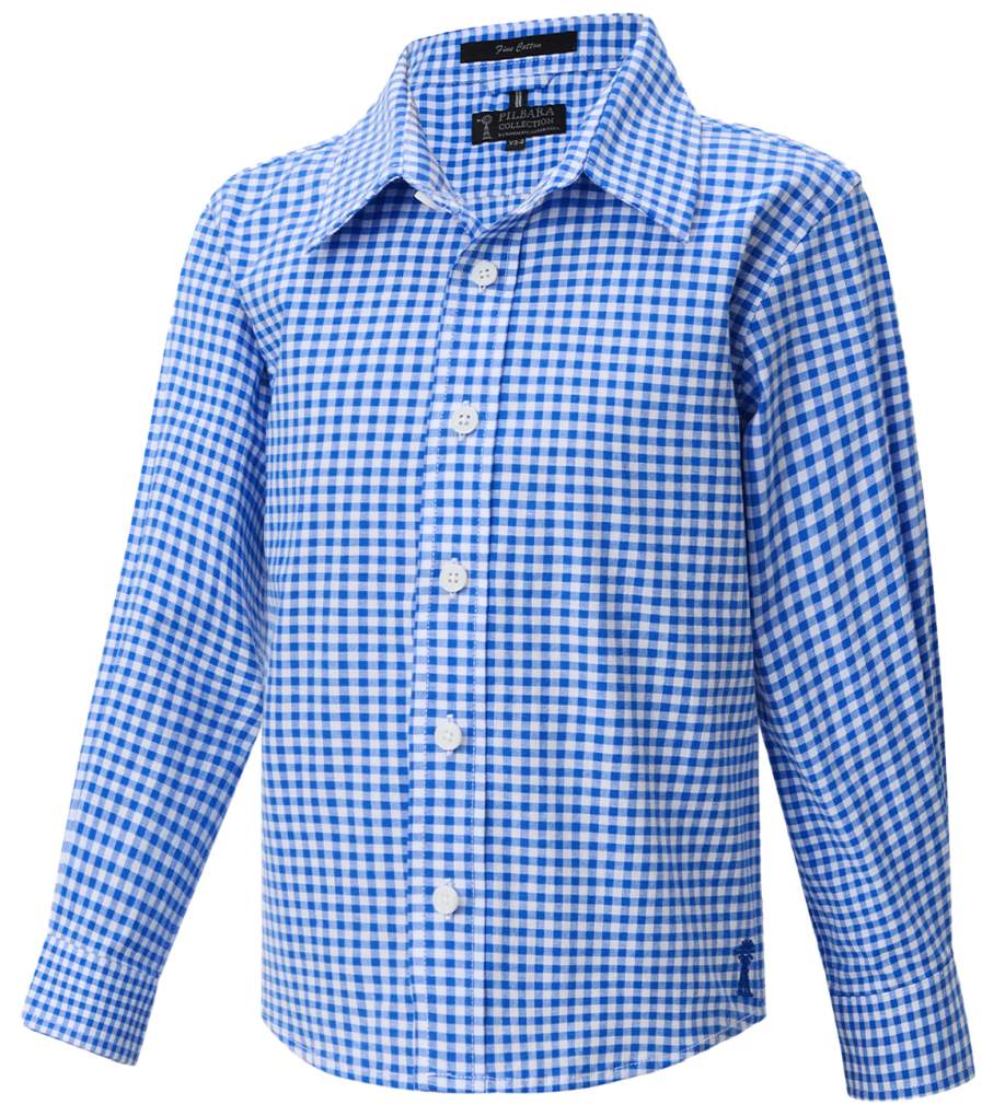Pilbara Childrens Gingham Blue/White Shirt