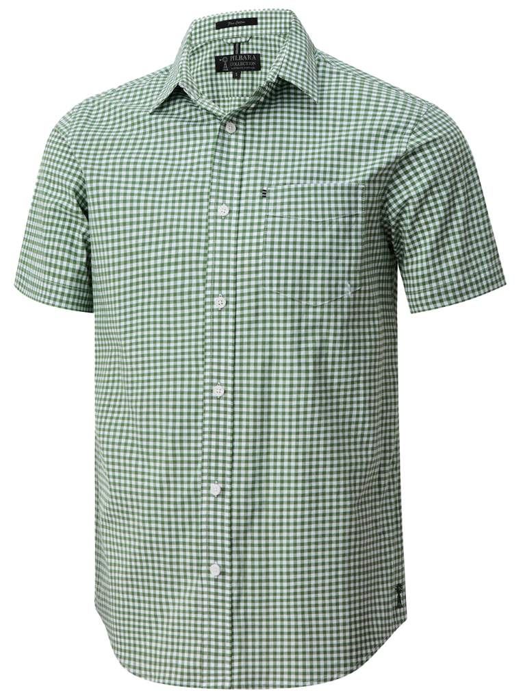 Ritemate Pilbara Mens S/S Gingham Green/white Check Shirt
