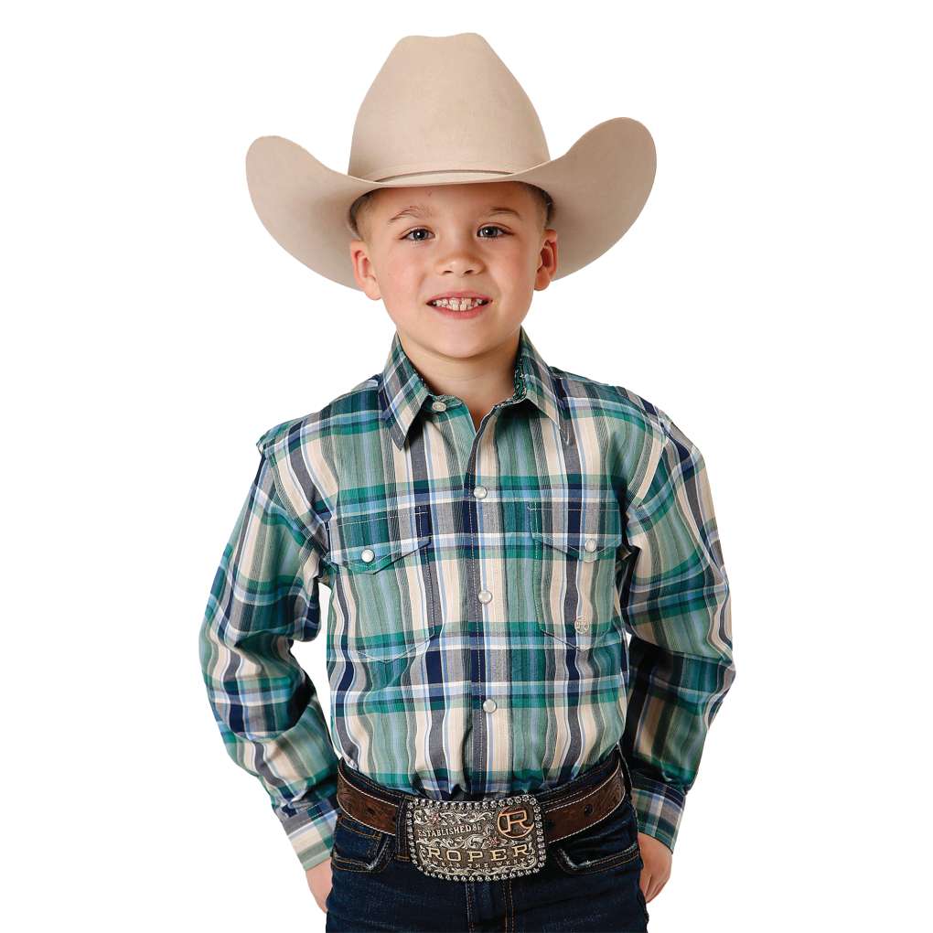 Roper Boys Amarillo Blue Plaid Shirt