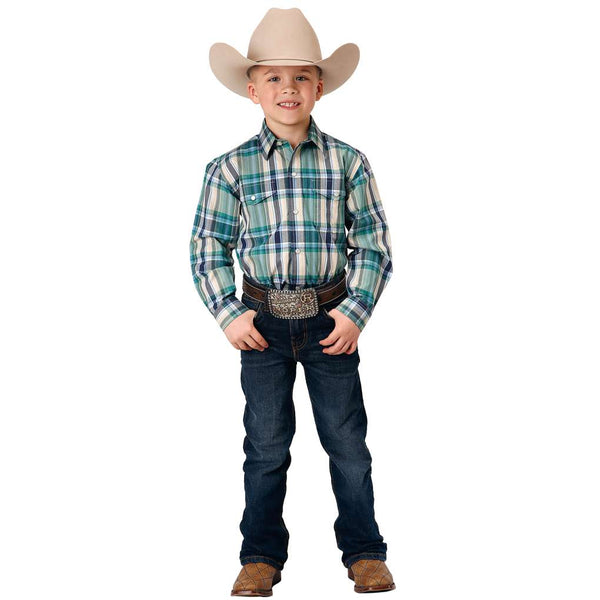 Roper Boys Amarillo Blue Plaid Shirt | The Top Saddlery