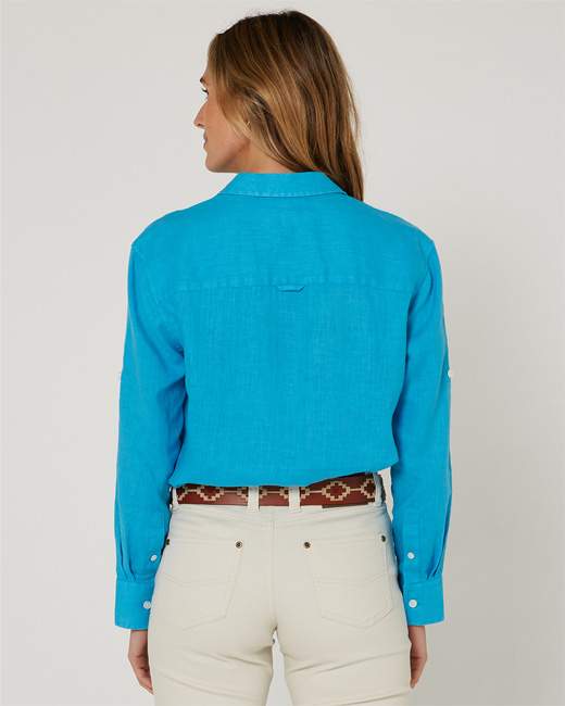 Pilbara Ladies Florence Linen Atoll Swiss Tab Shirt