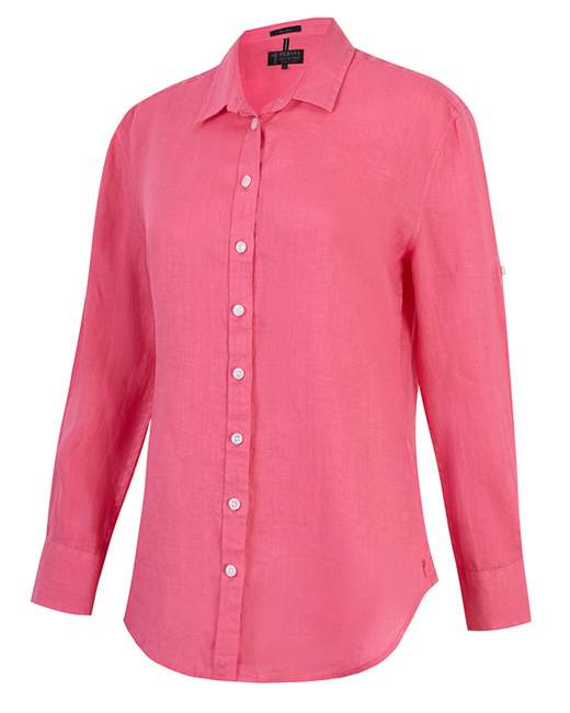 Pilbara Ladies Florence Linen Lipstick Swiss Tab Shirt