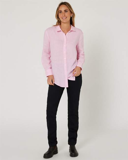 Pilbara Ladies Florence Linen Shirt Pink