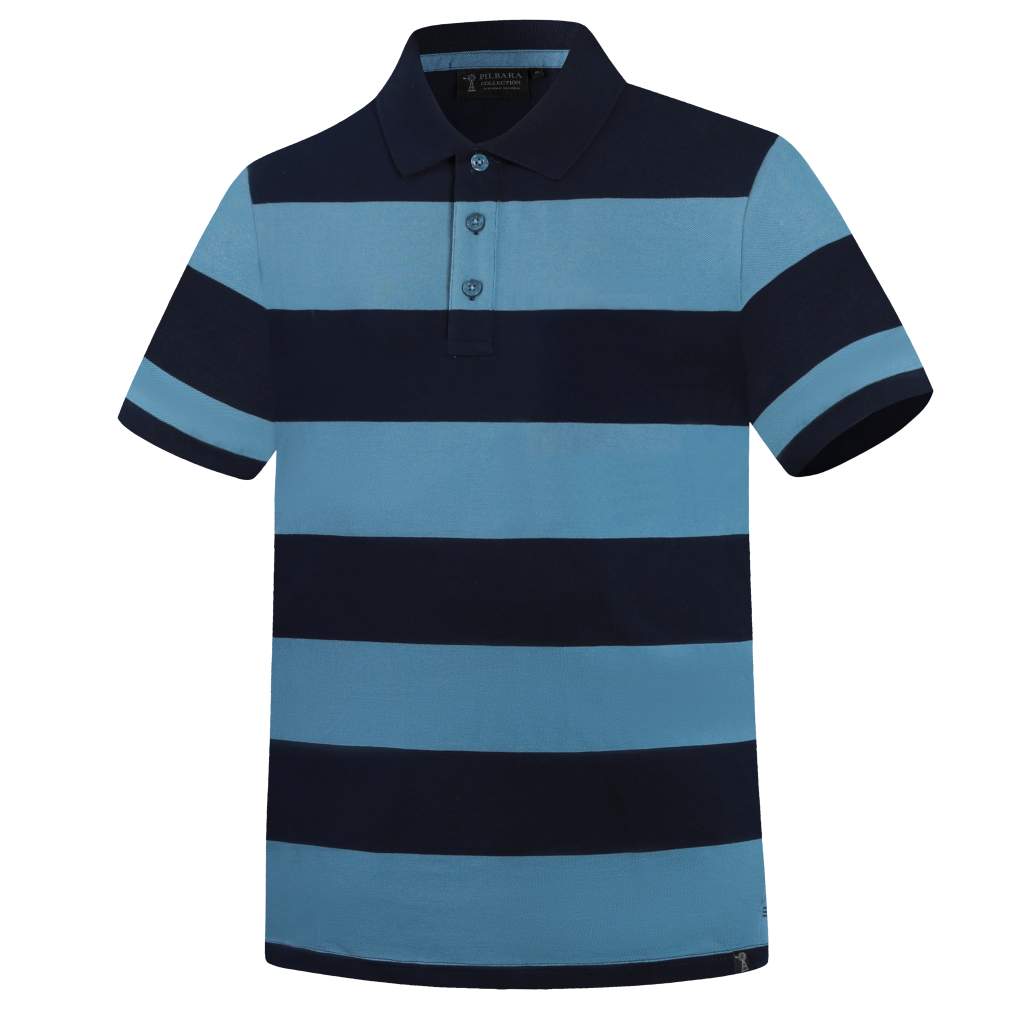 Ritemate Pilbara Mens Striped Slate/Navy Polo