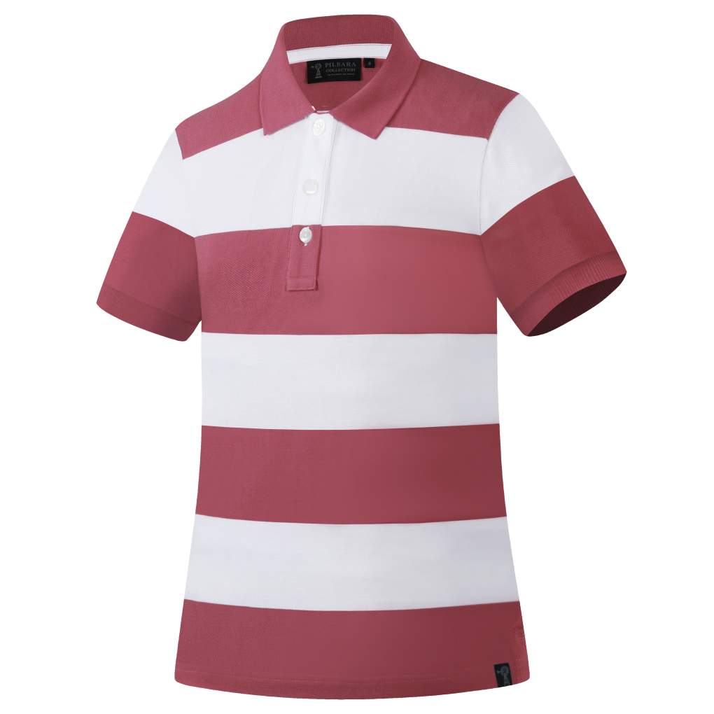 Pilbara Ladies Sophia Cotton Polo Cardinal/White