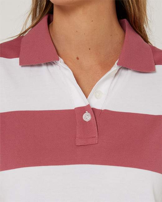 Pilbara Ladies Sophia Cotton Polo Cardinal/White