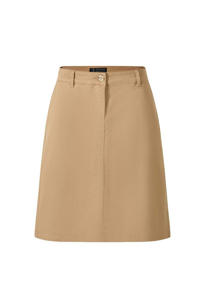 Pilbara Ladies Daphne Chino A-Line Skirt Caramel