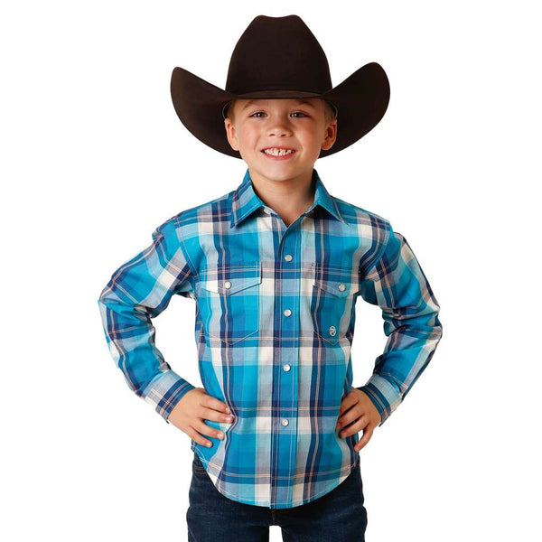 Roper Boys Amarillo Blue Plaid Shirt | The Top Saddlery
